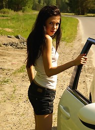 Teen hitchhiker Ariel convinced to fuck outdoor